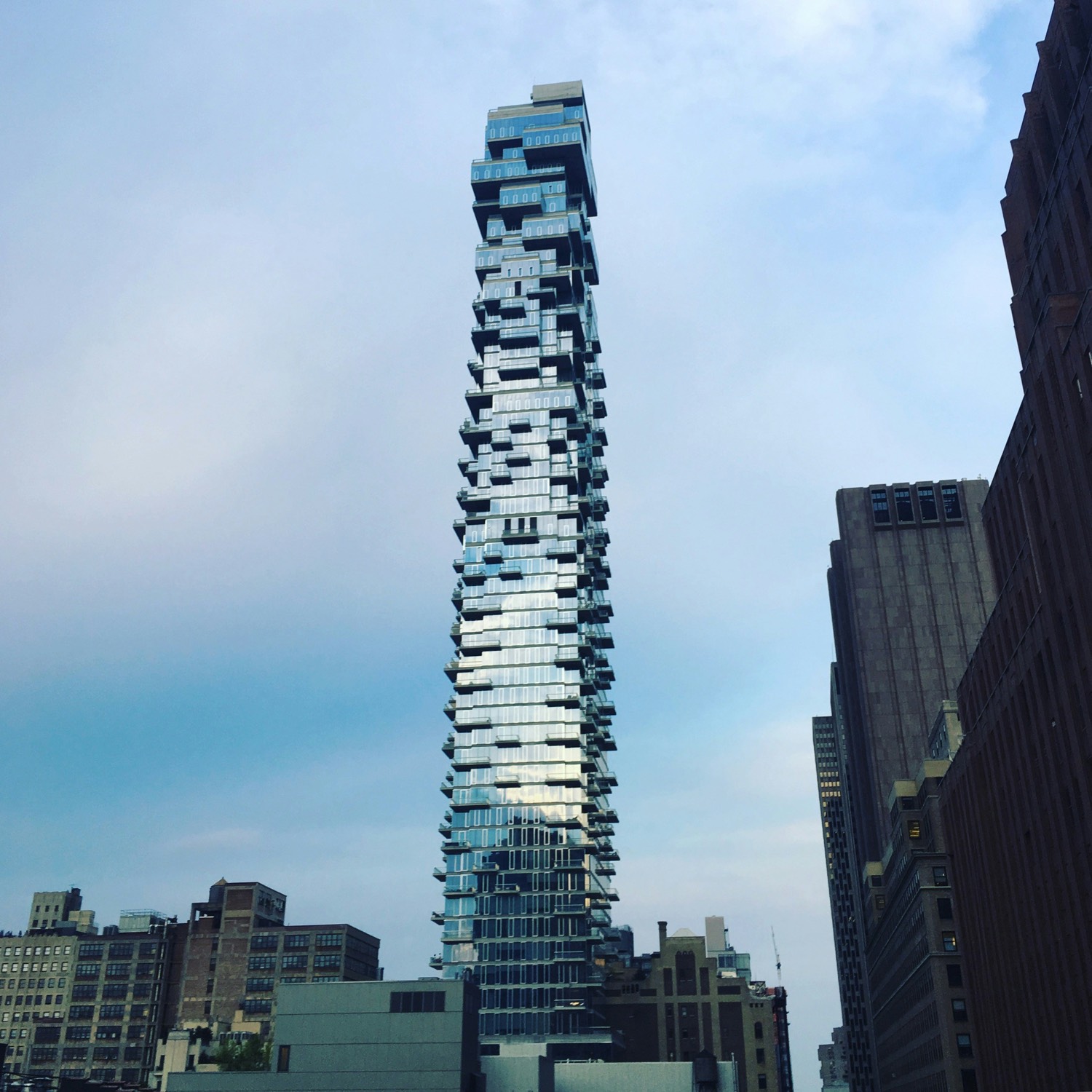56 Leonard Street rising over Tribeca's older lofts